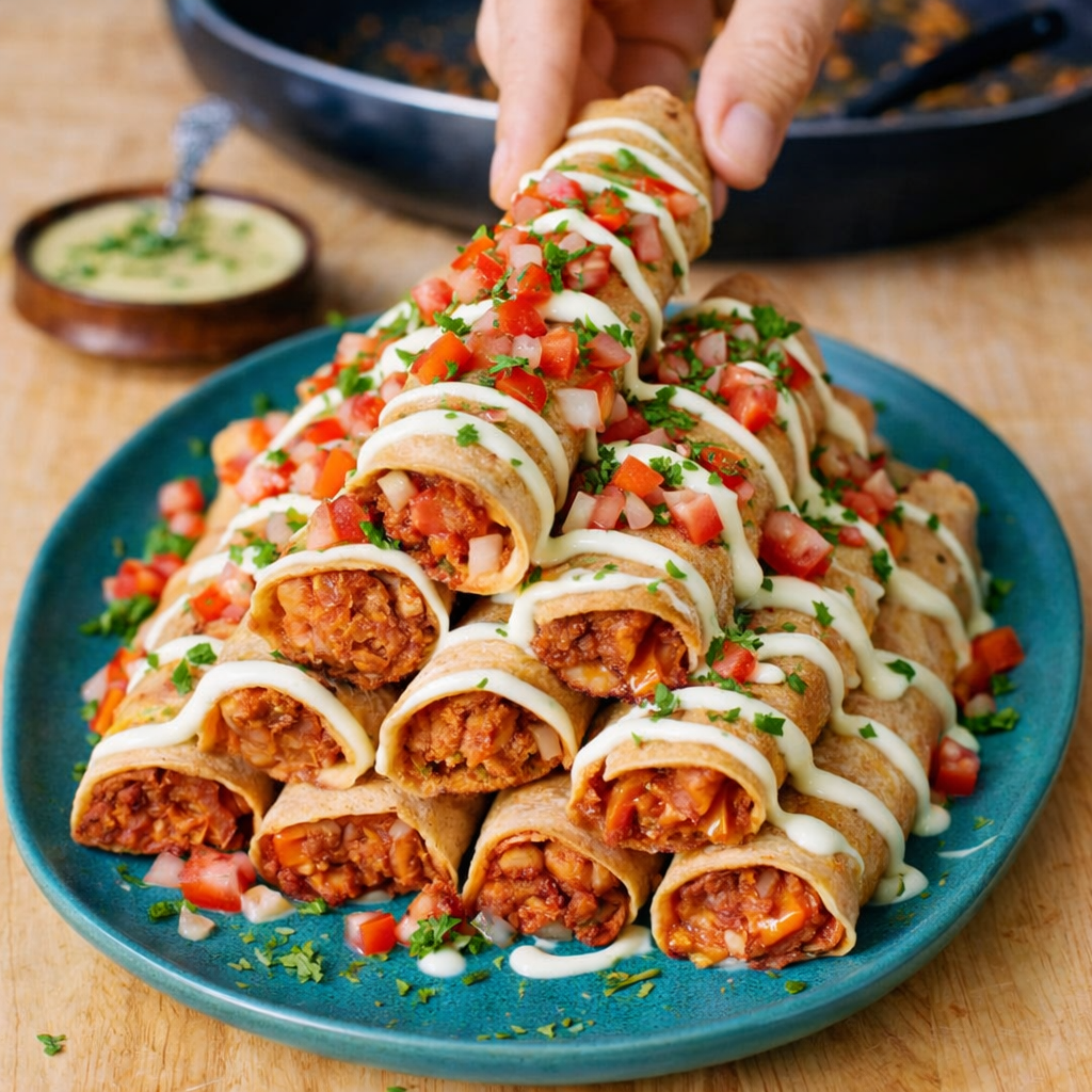 Vegan Barbacoa Breakfast Taquitos